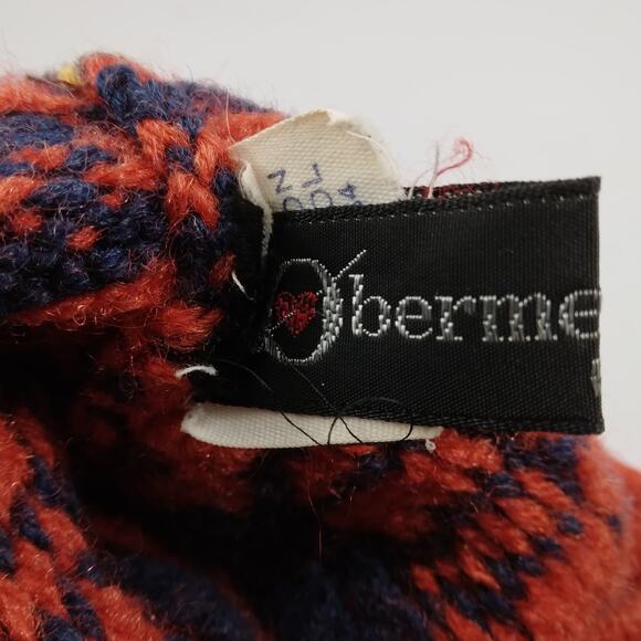 Obermeyer USA wool knit ski beanie orange and blue - Picture 3 of 7